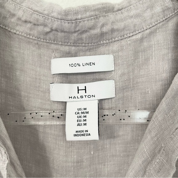 H By Halston 100% Linen Sleeveless Button Front  Shirt Dress Raw Hem Size M - Picture 3 of 9